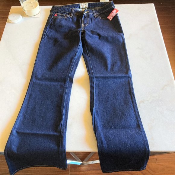 New! NWT Bluenotes Vintage Y2K flare leg dark denim jeans, indigo, 28W / 32L - Picture 2 of 5